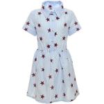 Blaue Sterne Kurzärmelige Bezlit Gemusterte Kinderkleider mit Volants mit Knopf aus Jersey für Mädchen Größe 152 für den für den Sommer 