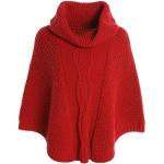 Rote Unifarbene Casual Ärmellose Bezlit Rundhals-Ausschnitt Grobstrickpullover aus Acryl mit Kapuze für Damen Größe XXL 