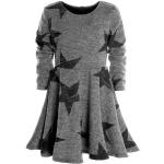 Graue Bestickte Casual Langärmelige Bezlit Rundhals-Ausschnitt Gemusterte Kinderkleider aus Polyester für den für den Winter 