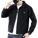 Reduzierte Schwarze Unifarbene Mini Jeansjacken mit Kapuze mit Reißverschluss aus Denim mit Kapuze für Herren Größe 3 XL für den für den Herbst 