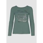 Mintgrüne Langärmelige bianca Rundhals-Ausschnitt T-Shirts aus Jersey für Damen 