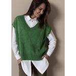Grüne Unifarbene bianca V-Ausschnitt Strickpullover aus Polyamid für Damen 