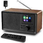 BIAOQINBO DAB Plus Radio/DAB+ mit Bluetooth 5.0 FM-Digitalradio Nostalgieradios Tragbarer Retro Radio Holz UKW Radiowecker mit Fernbedienung Küchenradio Zweifacher Alarm Farbdisplay Uhrenradios