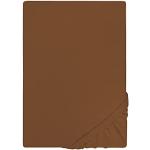 Schokoladenbraune Biberna Bio Spannbettlaken & Spannbetttücher aus Jersey maschinenwaschbar 200x200 