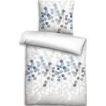 Blaue Moderne Biberna Soft-Seersucker bügelfreie Bettwäsche mit Reißverschluss aus Seersucker schnelltrocknend 135x200 