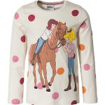 Offwhitefarbene Langärmelige Bibi und Tina Longsleeves für Kinder & Kinderlangarmshirts mit Pferdemotiv aus Baumwolle für Mädchen Größe 146 