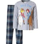 Reduzierte Graue Bibi und Tina Lange Kinderschlafanzüge aus Baumwolle für Mädchen Größe 146 