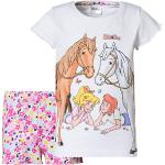Reduzierte Weiße Bibi und Tina Lange Kinderschlafanzüge mit Pferdemotiv aus Baumwolle für Mädchen Größe 146 