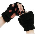 Schwarze Fingerlose Handschuhe & Halbfinger-Handschuhe aus Leder für Damen Größe S für den für den Winter 