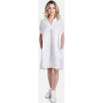 Reduzierte Weiße Unifarbene Kurzärmelige Midi Midikleider & knielange Kleider aus Leinen für Damen Größe L für den für den Sommer 