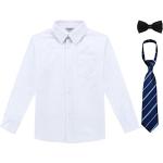 Weiße Langärmelige Kinderhemden mit Krawatte mit Knopf für Jungen Größe 122 