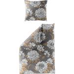 Graue Blumenmuster Bierbaum Bettwäsche mit Reißverschluss aus Mako-Satin 155x220 