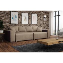 Big Sofa Couchgarnitur REGGIO Megasofa mit Schlaffunktion Dunkelbraun-Cappuccino