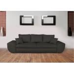 Big Sofa mit Schlaffunktion und Bettkasten in schwarzem Microfaserähnlichem Stoff bezogen mit Wellenfederpolsterung, Maße: B/H/T ca. 272/90/96 cm