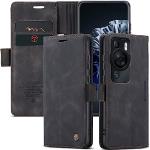 Schwarze Huawei P60 Pro Hüllen Art: Flip Cases mit Bildern aus Leder 