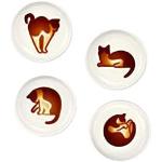 Reduzierte Runde Untertassen mit Tiermotiv aus Keramik lebensmittelecht 4-teilig 