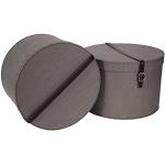 Graue Moderne Runde Hutschachteln aus Leder 2-teilig 