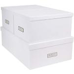 Bigso Box of Sweden INGE 3er-Set Aufbewahrungsboxen für das Schlaf-, Kinder-, Arbeits- oder Badezimmer – stapelbare Ordnungsbox mit Deckel – Aufbewahrungskisten aus Faserplatte und Papier – weiß