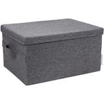 Bigso Box of Sweden kleine Aufbewahrungsbox mit Deckel und Griff – Schrankbox aus Polyester und Karton in Leinenoptik – Faltbox für Kleidung, Accessoires, Spielzeug usw. – grau, 35 cm x 26 cm x 19 cm
