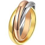 bigsoho Damen Herren Ehering Partnerring Verlobungsring Tricolor 3-teilig Ring dreifarbig Schmuck (57 (18.1))