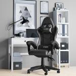 Reduzierte Schwarze Bürostühle mit Kopfstütze aus Leder höhenverstellbar 