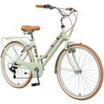 BIKESTAR Alu City Stadt Fahrrad 26 Zoll | 16 Zoll Rahmen, 7 Gang Shimano Damen Rad, Hollandrad Retro Bike mit V-Bremse und Gepäckträger | Mint | Risikofrei Testen