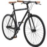 BIKESTAR Singlespeed 700C 28 Zoll City Stadt Fahrrad | 53 cm Rahmen Rennrad Retro Vintage Herren Damen Rad | Schwarz & Grau