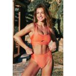 Orange Cupshe Bikini-Tops mit Rüschen aus Nylon mit verstellbaren Trägern für Damen Größe XL 