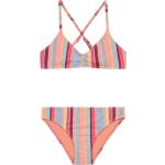 Korallenrote Gestreifte Shiwi Triangel Bikinis für Kinder aus Polyester Größe 140 