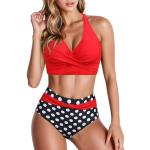 Reduzierte Rote Sexy Push Up Bikinis aus Spitze gepolstert mit Racerback für Damen Größe L 2-teilig 