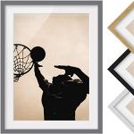 Graue Bilder-Welten Kunstdrucke mit Basketball-Motiv aus Papier mit Rahmen 50x70 