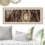 Hellbraune Asiatische Bilder-Welten Bilder mit Rahmen mit Buddha-Motiv 40x100 
