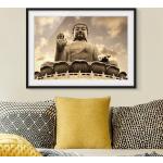 Schwarze Asiatische Bilder-Welten Bilder mit Rahmen mit Buddha-Motiv matt 70x100 