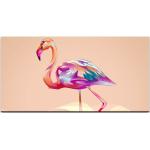 Bunte Moderne Sinus Art XXL Leinwandbilder mit Flamingo-Motiv 50x100 