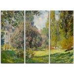 Bilderdepot24 Leinwandbild »Alte Meister - Claude Monet - Parc Monceau«, Landschaften, grün, 3-teilig - Landschaften