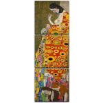 Bunte Bilderdepot24 Gustav Klimt Rechteckige Mehrteilige Leinwandbilder aus MDF Hochformat 30x90 3-teilig 