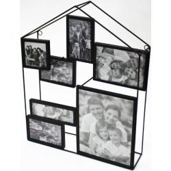 Bilderrahmen 3D Haus Optik für 6 Bilder Metall schwarz LBH:41x9x51cm schwarz