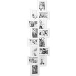 Bilderrahmen Collage, Bildergalerie 14 Bilder, Fotorahmen zum Aufhängen, mehrere Fotos, HxB: 118x36 cm, weiß