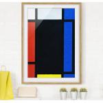 Schwarze Bilder-Welten Mondrian Bilder mit Rahmen 18x24 