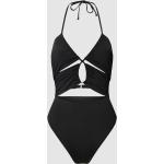 Schwarze Unifarbene Billabong Sol Searcher Neckholder Badeanzüge mit Cutwork aus Polyamid für Damen Größe XS 