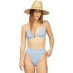 Hellblaue Billabong Bikini-Tops mit Meer-Motiv aus Twill für Damen Größe S 