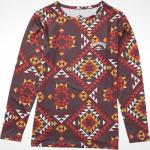 Rote Ethno Langärmelige Billabong T-Shirts mit Australien-Motiv aus Polyester für Damen Größe L 