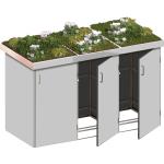 Hellgraue 3er-Mülltonnenboxen bepflanzbar 