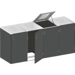 4er-Mülltonnenboxen aus Edelstahl mit Deckel 