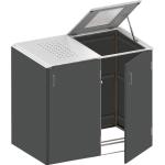 TraumGarten Binto 2er-Mülltonnenboxen aus Edelstahl mit Deckel 