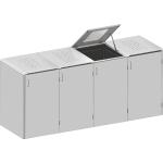 TraumGarten Binto 4er-Mülltonnenboxen aus Edelstahl mit Deckel 
