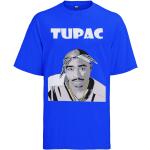 Blaue Hip Hop 2Pac Bio Statement-Shirts aus Jersey für Herren 