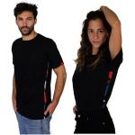 Schwarze Gestreifte Ethno Bio Nachhaltige T-Shirts aus Baumwolle für Herren Größe L 