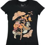 Schwarze Vintage Bio T-Shirts mit Insekten-Motiv für Damen 
