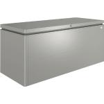 Graue BioHort LoungeBox Auflagenboxen & Gartenboxen verzinkt aus Aluminium mit Deckel 